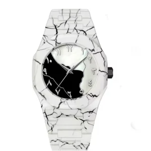 AURA WHITE MARBLE - PolyCarbon Case Watch With Arabic Numerics